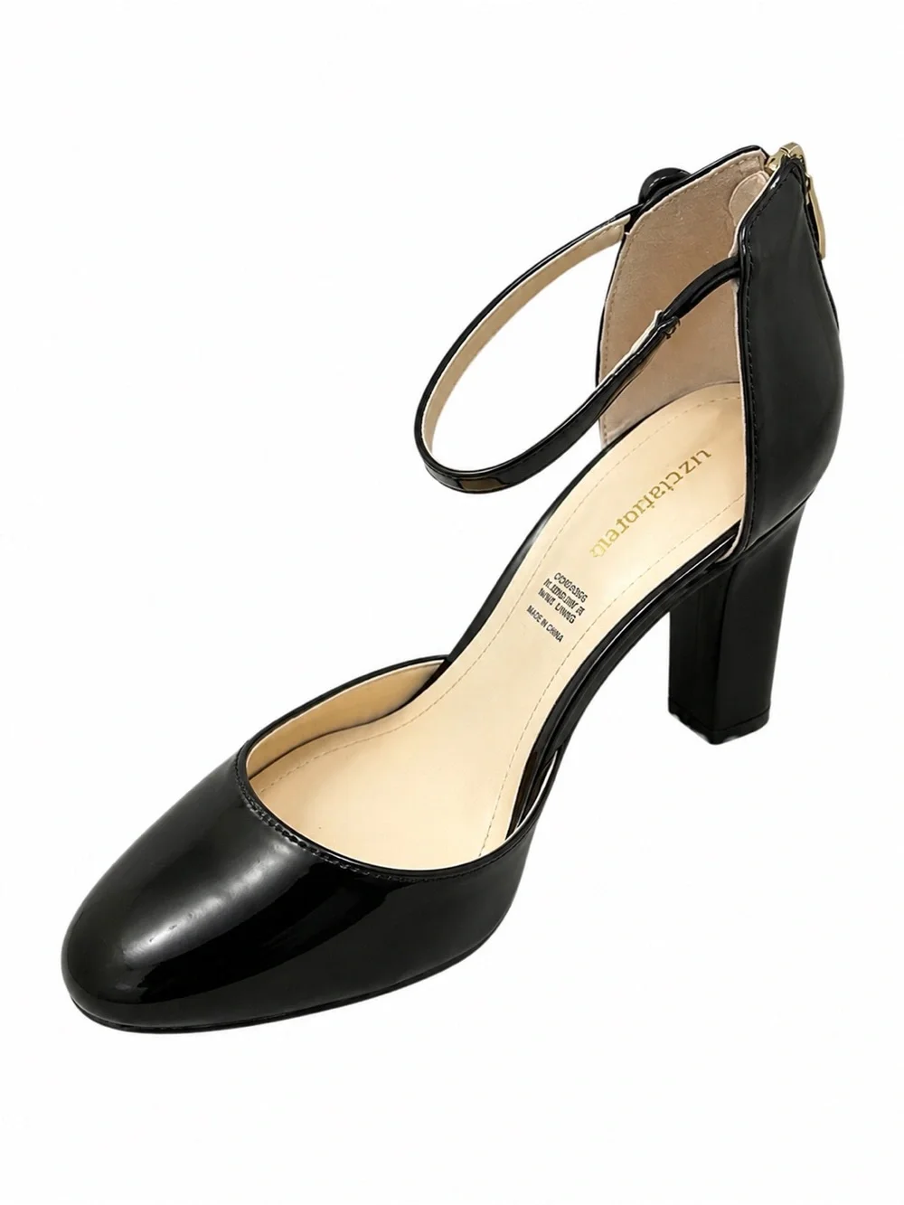 Liz Claiborne Winnie Pumps Women’s 7.5M Black Patent Ankle Strap NWOT
